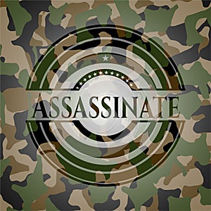 Assassinate on camouflaged pattern. Vector Illustration. Detailed