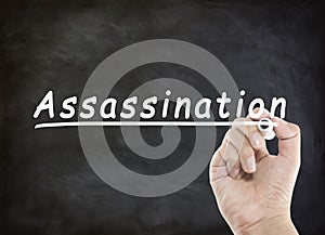 Assassination concept wording with handwriting