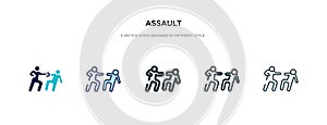 Assault icon in different style vector illustration. two colored and black assault vector icons designed in filled, outline, line