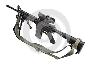 Assault rifle with bipod