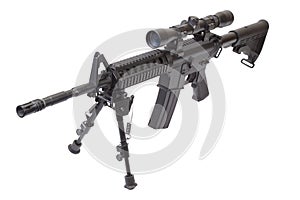 Assault rifle with bipod