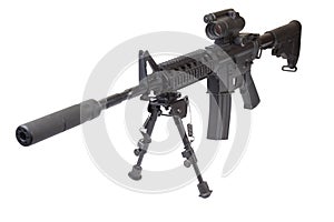 Assault rifle with bipod