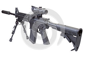 Assault rifle with bipod photo