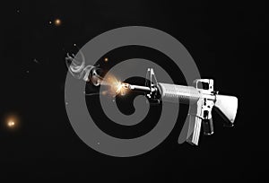 Assault rifle on dark background