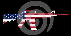 Assault rifle and flag photo