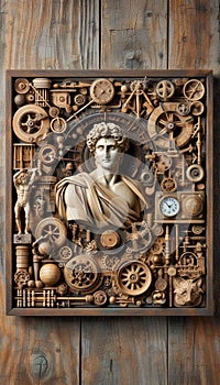 Assemblage is an artistic form and consists of three dimensional elements projecting out of or from the substrate. photo