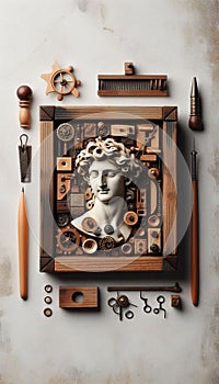 Assemblage is an artistic form and consists of three dimensional elements projecting out of or from the substrate. photo