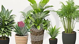 The assemblage of potted decorative plants. photo