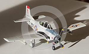 Assembled and painted plastic airplane model kit
