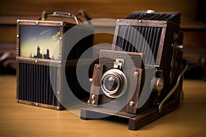 assembled pinhole camera next to film roll