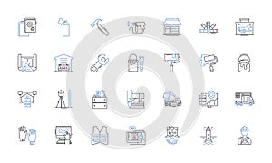 Assembler line icons collection. Binary, Registers, Syntax, Instructions, Language, Machine, Code vector and linear photo