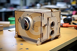assembling cardboard box for pinhole camera