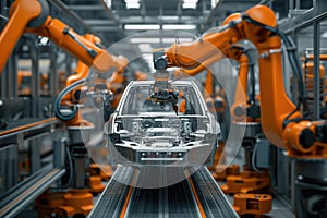 Assembling cars on an automobile production line that uses high tech robots is common practice in auto industry