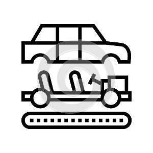 assembly of all car parts line icon vector illustration