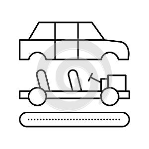 assembly of all car parts line icon vector illustration