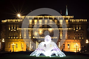 Assembly of the City of Belgrade at night