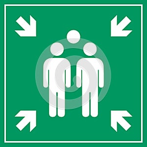 Assembly point sign, fire evacuation meeting place