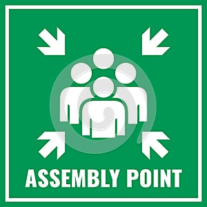 Assembly point sign, fire evacuation photo