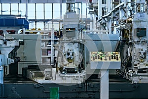 Assembly workshop interior at big industrial plant
