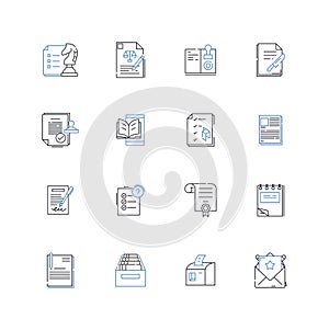 Assent line icons collection. Agreement, Approval, Acceptance, Consent, Concurrence, Confirmation, Endorsement vector photo