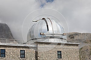 Assergi, AQ, Italy - August 20, 2020: steel dome with the telesc