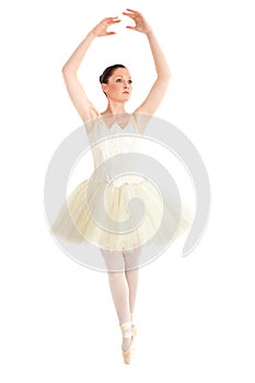 Assertive ballerina dancing on points