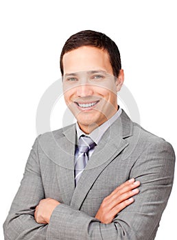 Assertive businessman with folded arms