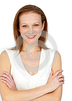 Assertive businesswoman with folded arms