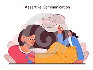 Assertive Communication concept. Flat vector illustration