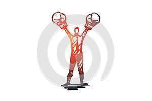Assertiveness, success, work, competence, motivation concept. Hand drawn isolated vector.