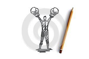Assertiveness, success, work, competence, motivation concept. Hand drawn isolated vector.