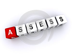 assess word block on white