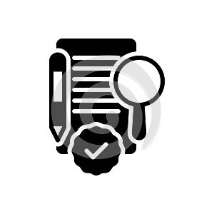 Black solid icon for Assessing, judge and estimate photo