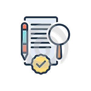 Color illustration icon for Assessing, judge and estimate photo