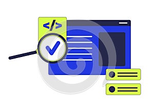 Assessing programming code with loupe 2D cartoon object