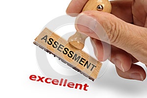 Assessment excellent printed with stamp