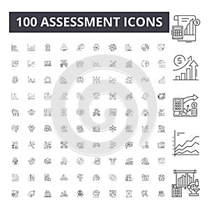 Assessment line icons, signs, vector set, outline illustration concept