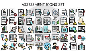 Assessment lineal multi color icons pack.