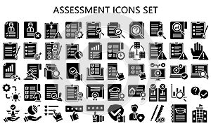 Assessment and test glyph icons pack.