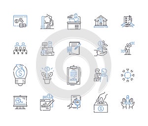 Asset Allocation line icons collection. Diversification, Portfolio, Rebalancing, Allocation, Risk, Asset, Strategy photo