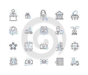 Asset allocation line icons collection. Diversification, Portfolio, Risk, Bonds, Stocks, Rebalancing, Allocation vector