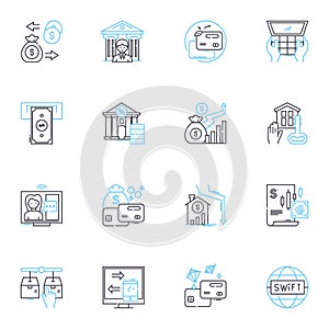 Asset direction linear icons set. Orientation, Positioning, Alignment, Tracking, Location, Placement, Eventualism line