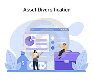 Asset Diversification concept. Displaying the strategic spread of investments