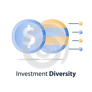 Asset diversification, investment fund structure, mutual fund concept, financial solution, capital distribution