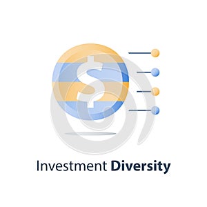 Asset diversification, investment fund structure, mutual fund concept, financial solution, capital distribution