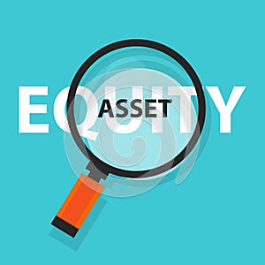 Asset or equity cash flow concept business analysis magnifying glass symbol