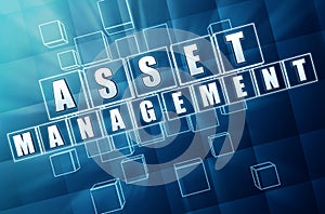Asset management in blue glass blocks photo