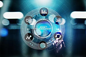 Asset management concept on virtual screen. Business Technology concept