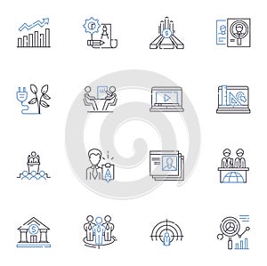 Asset management line icons collection. Investment, Portfolio, Wealth, Equity, Risk, Allocation, Rebalancing vector and