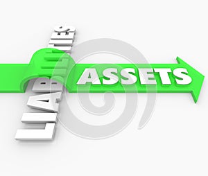 Assets Arrow Over Liabilities Increasing Wealth Accounting Value